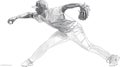 Baseball Pitcher in Action - Black and White Outline, Baseball Game Royalty Free Stock Photo