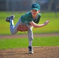 Baseball pitcher follow thru