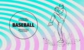 Baseball pitcher getting ready to throw ball. Vector outline of Baseball player sport illustration Royalty Free Stock Photo