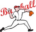 Baseball Pitcher Player Cartoon Royalty Free Stock Photo