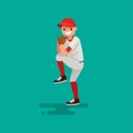 Baseball pitcher player throws the ball . Vector Illustration Royalty Free Stock Photo