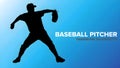 Baseball pitcher silhouette in action, throwing a baseball with dynamic movement Royalty Free Stock Photo