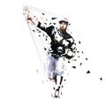 Baseball pitcher throwing ball, geometric vector illustration. Low poly team sport athlete Royalty Free Stock Photo