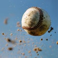 Baseball Pitcher Throwing ball, selective focus, close up ball in air Royalty Free Stock Photo