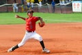 Baseball pitcher throwing a ball Royalty Free Stock Photo