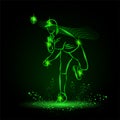 Baseball pitcher throws ball. neon style