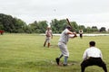 1864 Baseball pitcher throws to batter at home plate