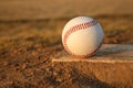 Baseball on Pitchers Mound Rubber Royalty Free Stock Photo