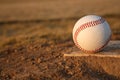 Baseball on Pitchers Mound Rubber Royalty Free Stock Photo