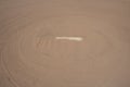 Baseball pitchers` white standing slate bond mound with clay and freshly raked