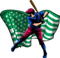 Baseball player with american flag vector illustration Royalty Free Stock Photo
