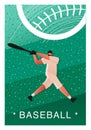 A baseball player attacks with a bat. Ticket or poster for a baseball game