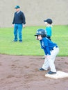 T-Ball player on base, Royalty Free Stock Photo