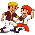 Baseball Player Base Tagging Cartoon Clipart Royalty Free Stock Photo