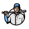 Baseball player with bat, logo. Royalty Free Stock Photo