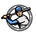 Baseball player with bat, logo. Royalty Free Stock Photo