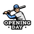 Baseball player with bat, logo. Royalty Free Stock Photo