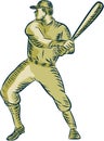 Baseball Player Batter Batting Bat Etching