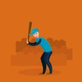 Baseball player - batter. Flat vector illustration Royalty Free Stock Photo