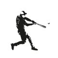 Baseball player, batter, isolated vector silhouette. Team sport athlete Royalty Free Stock Photo