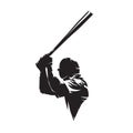 Baseball player, batter, isolated vector silhouette. Team sport athlete, rear view Royalty Free Stock Photo