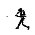 Baseball player, batter, isolated vector silhouette. Team sport athlete Royalty Free Stock Photo