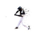 Baseball player, batter, low poly isolated vector illustration. Team sport athlete Royalty Free Stock Photo