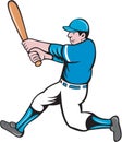 Baseball Player Batter Swinging Bat Cartoon