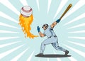 Baseball player batting ball Royalty Free Stock Photo