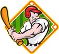 Baseball Player Batting Diamond Cartoon Royalty Free Stock Photo