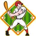 Baseball Player Batting Diamond Cartoon Royalty Free Stock Photo