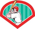 Baseball Player Batting Diamond Cartoon Royalty Free Stock Photo