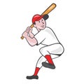 Baseball Player Batting Leg Up Cartoon