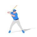 Baseball player in blue jersey, flat design