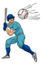 Baseball Player Swinging Bat at Ball for Home Run