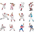 Baseball Player Cartoon Set Royalty Free Stock Photo