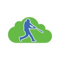 Baseball player cloud icon. Flat color design. Vector Illustration. Royalty Free Stock Photo