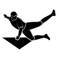 Baseball player diving for base silhouette on white Royalty Free Stock Photo
