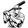 Baseball player emblem sketch hand drawn Vector illustration Sports