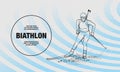 Baseball player hit the ball. Vector outline biathlon ski illustration.