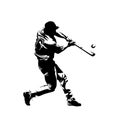 Baseball player hits the ball, batter. Isolated vector silhouette, pen drawing. Baseball logo Royalty Free Stock Photo