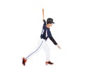 Baseball player hitting ball with bat on the side. Royalty Free Stock Photo