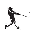 Baseball player hitting ball, batter,  isolated vector silhouette Royalty Free Stock Photo