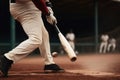 A Baseball player hitting a perfect home run created with generative AI technology