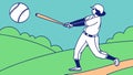 Baseball Player Hitting a Powerful Home Run, Game Action, vector design Generative AI Royalty Free Stock Photo