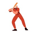 Baseball player holding bat. Batter, sport man playing. Hitter athlete hitting. Man slugger standing in pose for