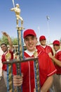 Baseball Player Holding Trophy Royalty Free Stock Photo