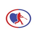 Baseball player icon. Shield club logo Baseball player vector logo. Royalty Free Stock Photo