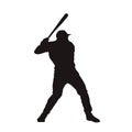 Baseball player isolated vector silhouette Royalty Free Stock Photo