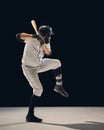 Baseball player lifting front leg preparing for swing during hitting drill Royalty Free Stock Photo